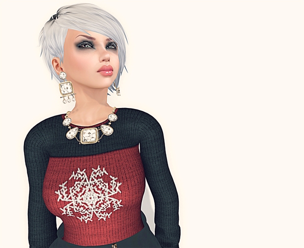 Days 8 and 9 - Snowflake Sweater and Venice jewelry in white